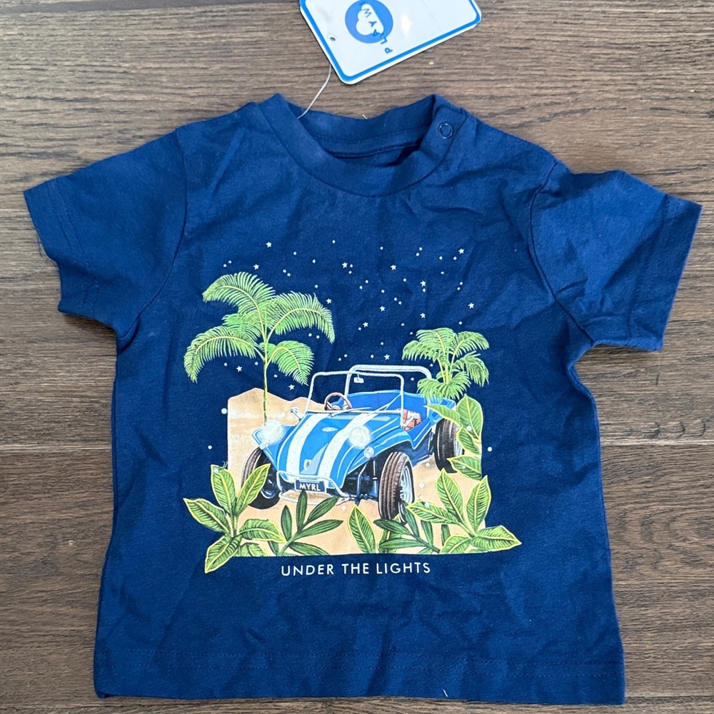 Mayoral Navy T-Shirt with Tropical Graphic